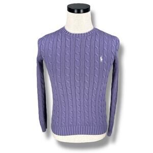 Polo Ralph Lauren Sweater Womens Small Lavender Light Purple Cable Knit Pullover